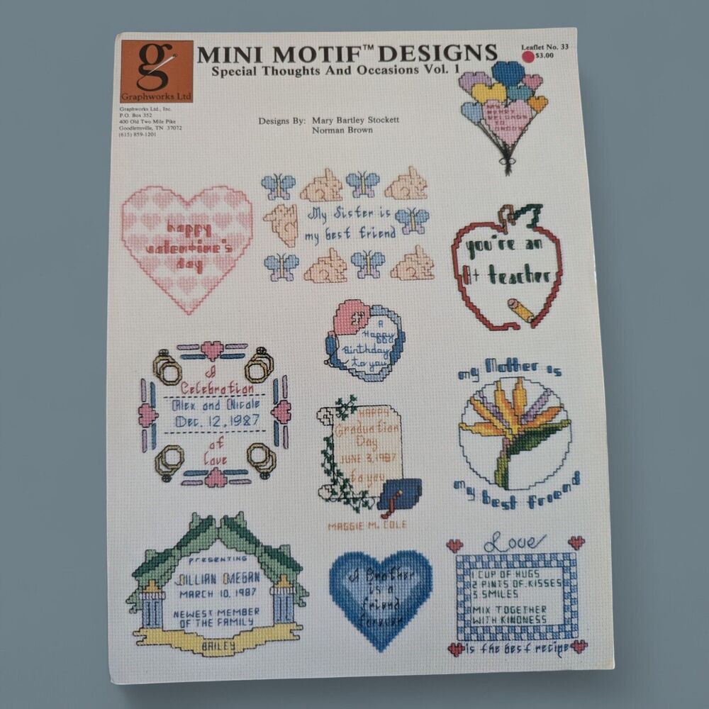 Mini Motif Designs Leaflet 33 Special Thoughts Occasions Cross Stitch Pattern